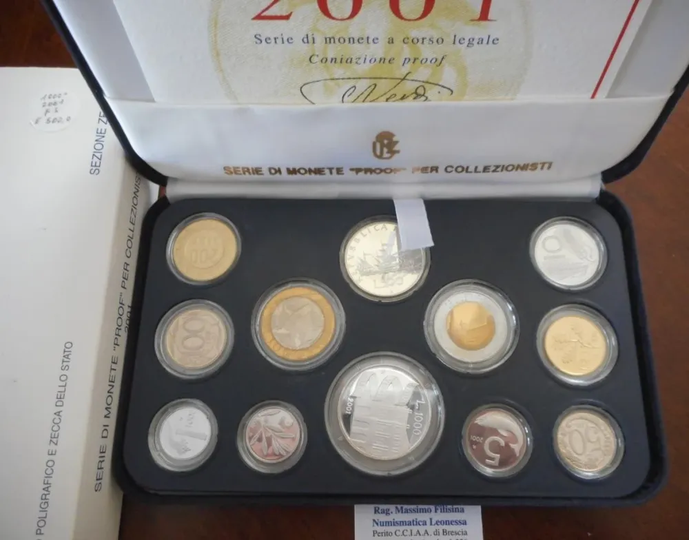 NL* ITALIA Divisionale 2001 GIUSEPPE VERDI con 500 e 1000 Lire ARGENTO PROOF