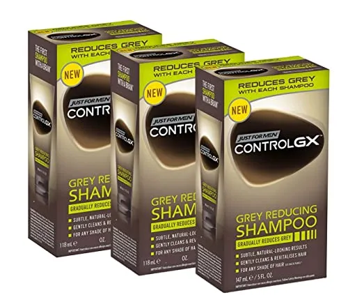 Just Men Control GX Grey Reducing Shampoo per capelli grigi e nuova formula migliorata tutte le da ml tonalità