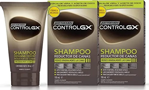 Just Men Control GX Grey Reducing Shampoo per capelli grigi e nuova formula migliorata tutte le da ml tonalità