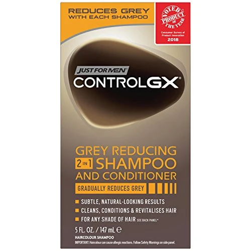 Just Men Control Gx - Shampoo + balsamo 2 1, da uomo, riduce i capelli grigi (147 ml)