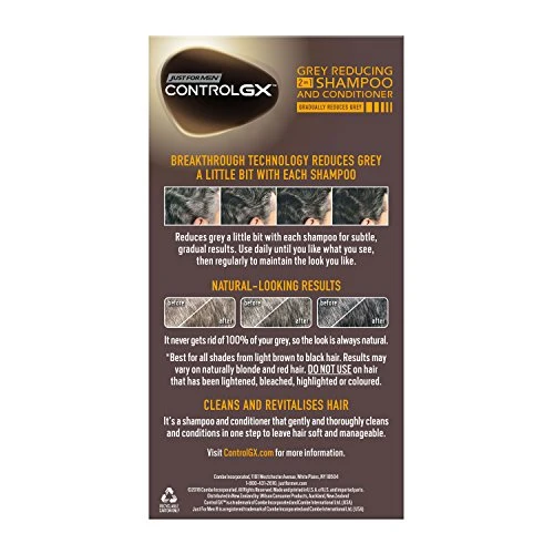 Just Men Control Gx - Shampoo + balsamo 2 1, da uomo, riduce i capelli grigi (147 ml)