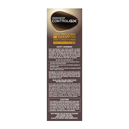 Just Men Control Gx - Shampoo + balsamo 2 1, da uomo, riduce i capelli grigi (147 ml)
