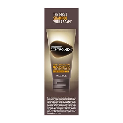 Just Men Control Gx - Shampoo + balsamo 2 1, da uomo, riduce i capelli grigi (147 ml)