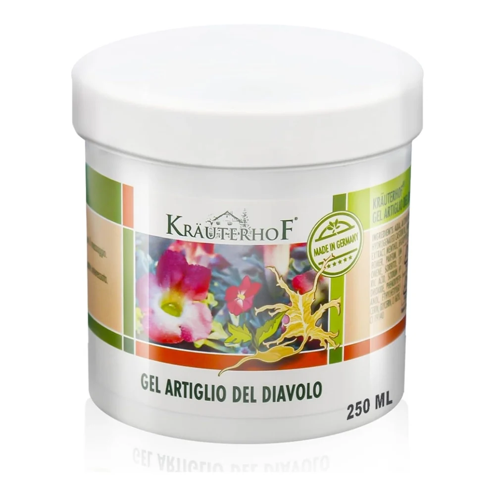 Kräuterhof Gel Con Artiglio del Diavolo ed Estratti di Eucalipto, Mentolo e Canfora. Ideale Per Massaggi, 250 ml