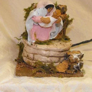 Madonna con Bambin Gesù movimento per Presepe - Rossi Rosa