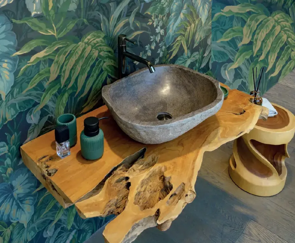 Mensola Porta Lavabo Teak Massello Naturale