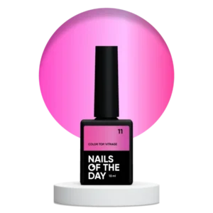 NAILSOFTHEDAY Color Top/Vitrage 11 — Top Coat Vetrata Rosa Brillante Semitrasparente, 10 ml