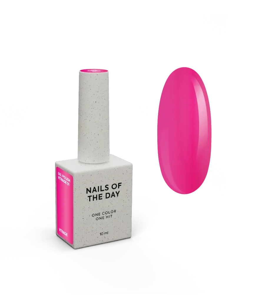 NAILSOFTHEDAY Gel Polish Vitrage 01 — smalto gel effetto vetrage rosa brillante (lampone), 10 ml