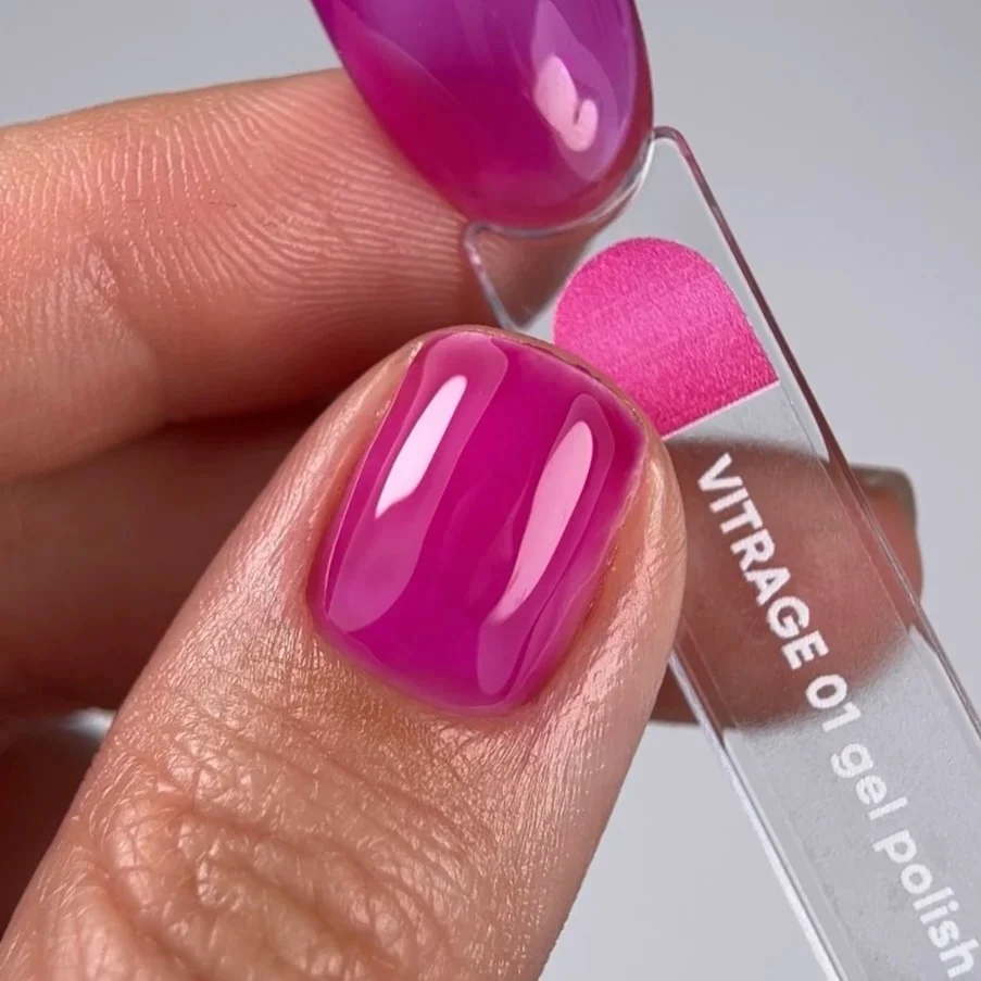 NAILSOFTHEDAY Gel Polish Vitrage 01 — smalto gel effetto vetrage rosa brillante (lampone), 10 ml