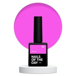 NAILSOFTHEDAY Neon top 03 – top rosa brillante senza strato adesivo per unghie, 10 ml