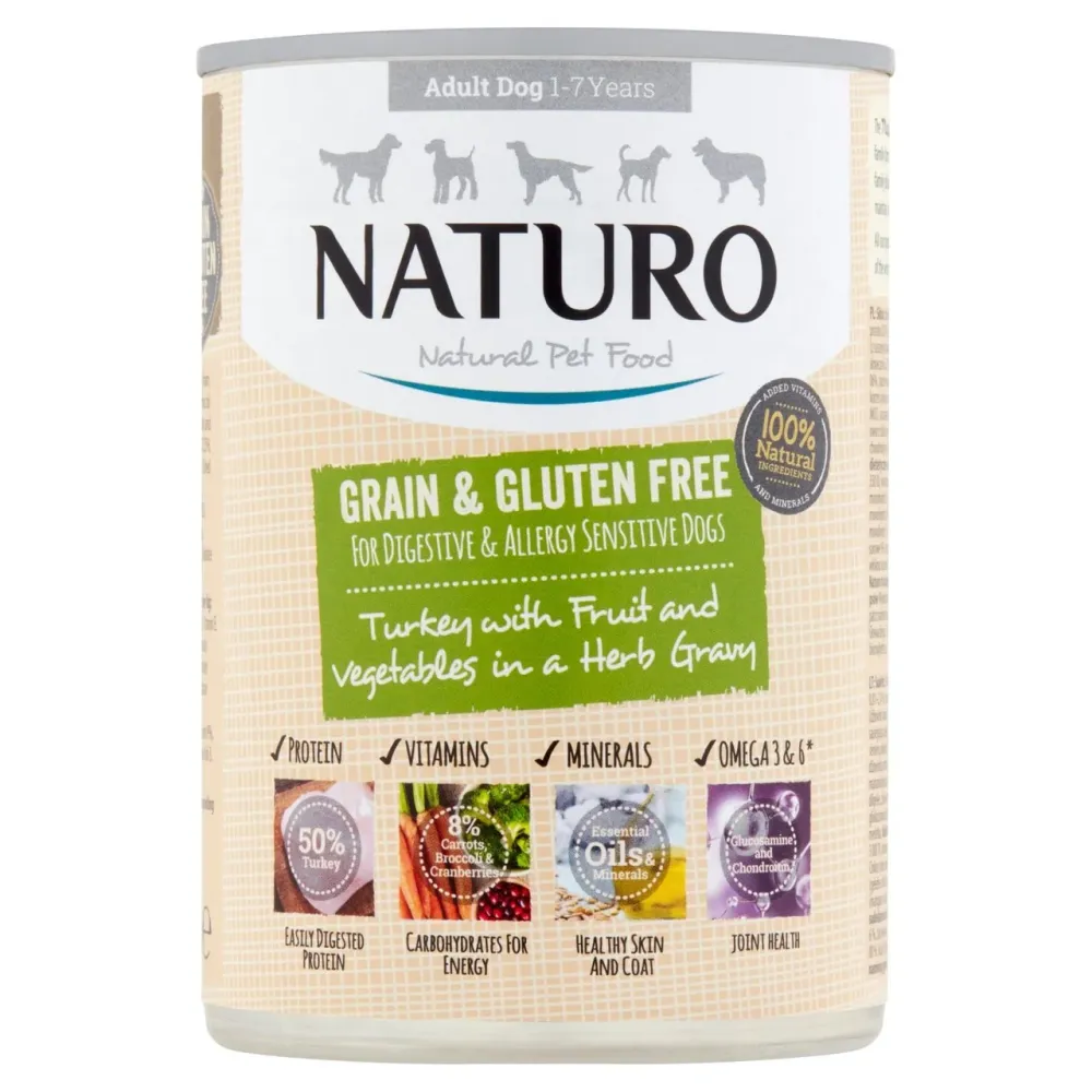 Naturo Tacchino con Mirtilli Rossi, Broccoli e Carote 390g
