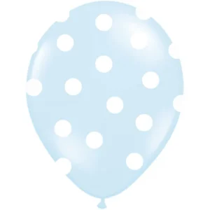 10 PALLONCINI AZZURRI CON POIS BIANCHI
