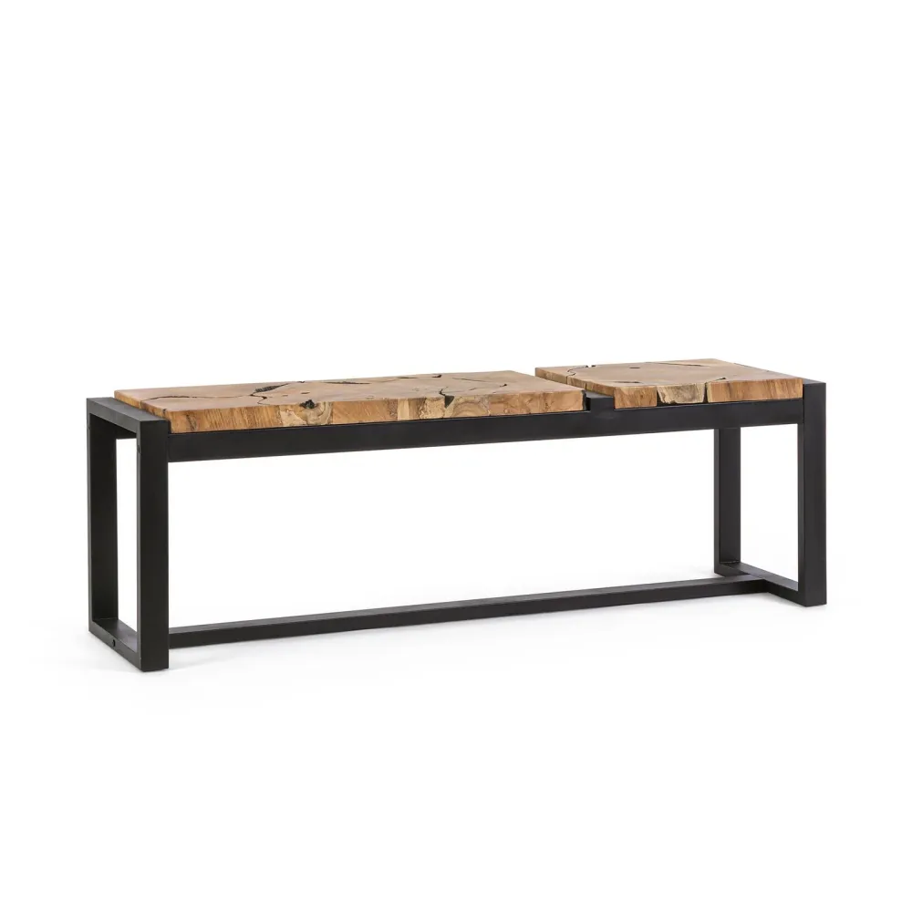 Panca "Elwood" per interno, con Piano Radici Di Teak Originali, da 135x35x47h cm