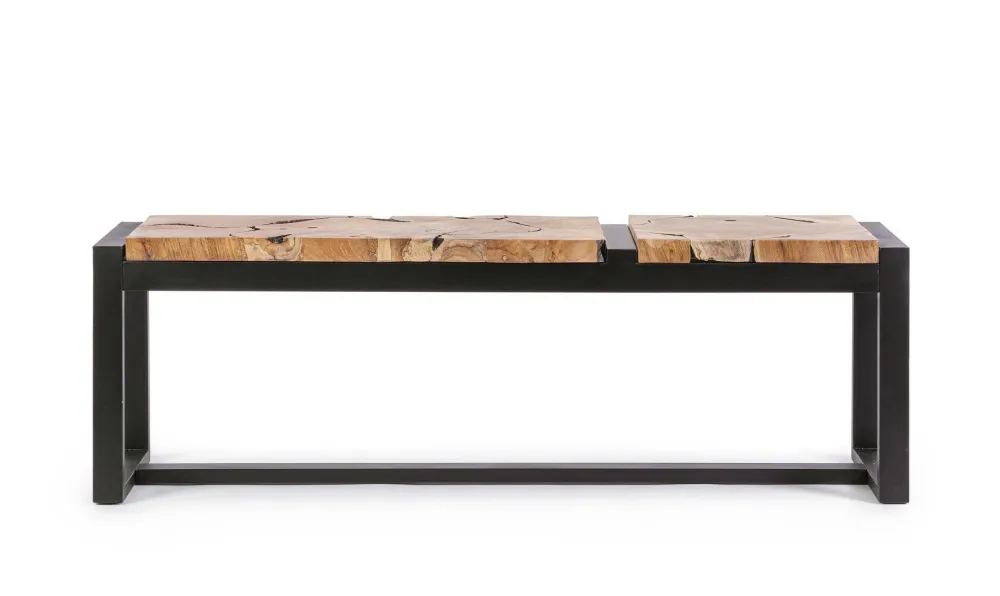 Panca "Elwood" per interno, con Piano Radici Di Teak Originali, da 135x35x47h cm