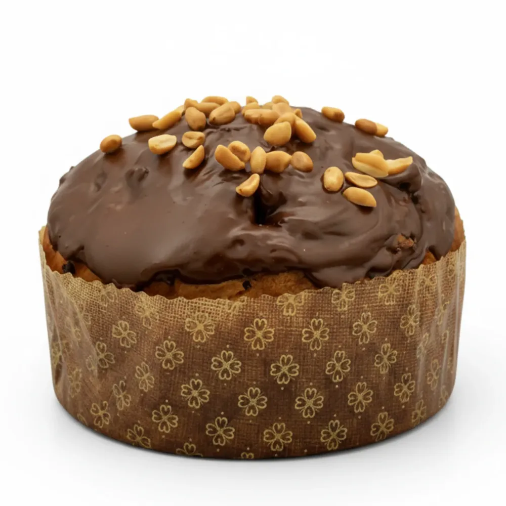 Panettone Artigianale Caramello Salato Farcitura Al Caramello E Glassato Con Cioccolato Al Caramello Dolce Tipico Natalizi...