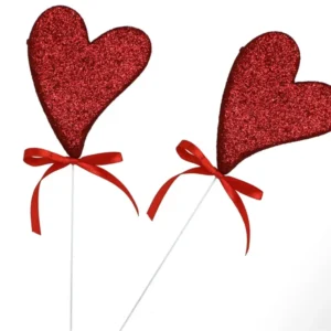 Pick cuore 10x8cm set 2 pezzi rossi
