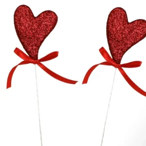 Pick cuore 7x7cm set 2 pezzi rossi