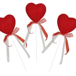 Pick cuori 6cm set 3 pezzi rossi