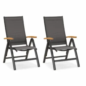 2x poltrona pieghevole Cavalese, alluminio verniciato polvere, tessuto traspirante - teak/antracite