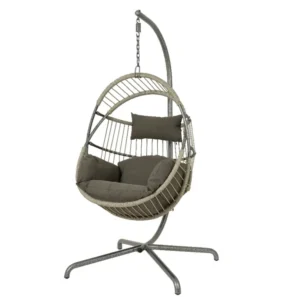 Poltrona sospesa da esterno colore grigio con cuscini poliestere 106x97x200cm