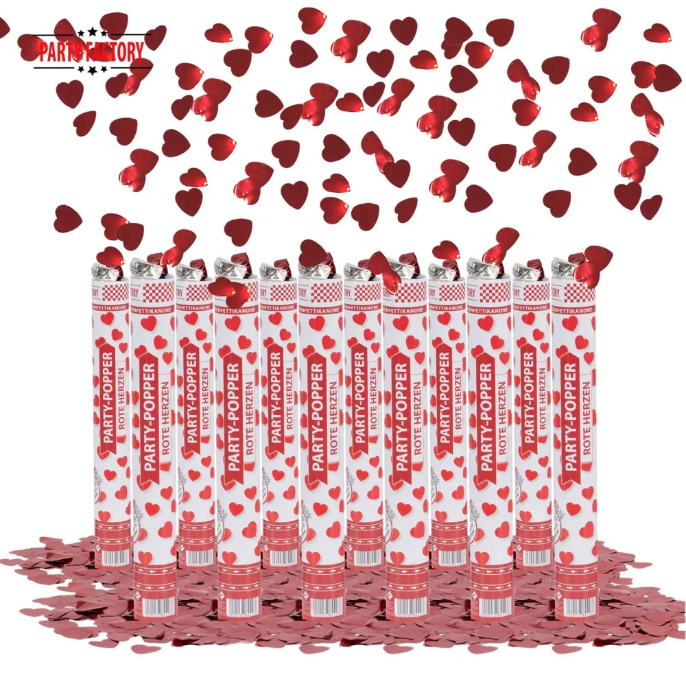Popper per feste con cuori rossi 40 cm