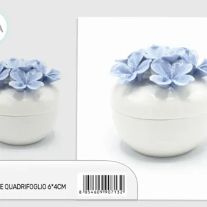 Portagioie con fiori azzurri 6x4cm