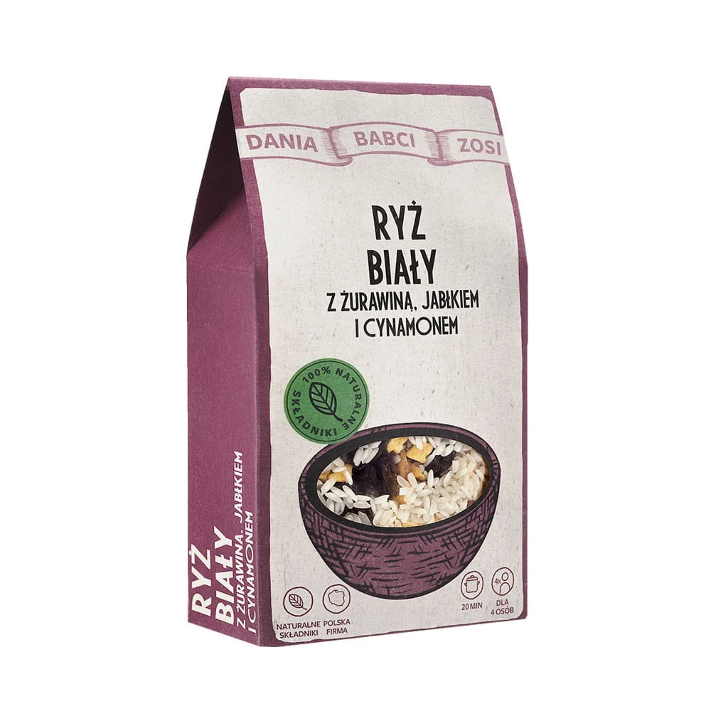 Riso ai mirtilli rossi, mela e cannella 250g - LES PLATS DE GRANDMA ZOSIA