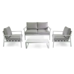 Salotto alluminio fremont colore bianco con cuscini colore grigio 2 posti