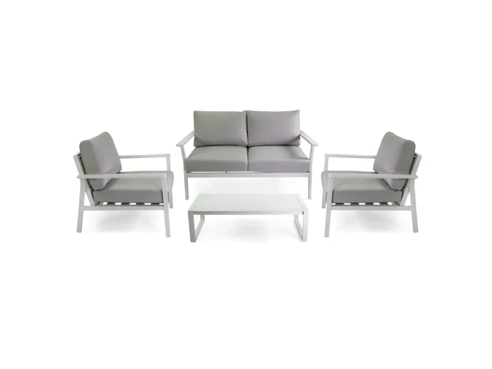Salotto alluminio fremont colore bianco con cuscini colore grigio 2 posti