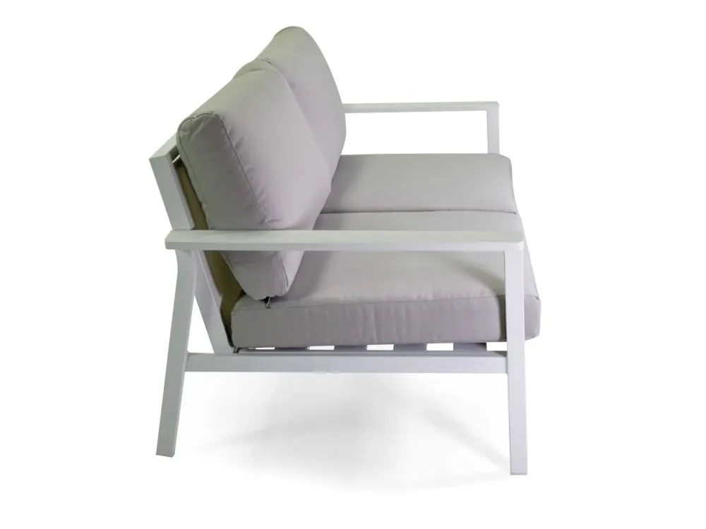 Salotto alluminio fremont colore bianco con cuscini colore grigio 2 posti