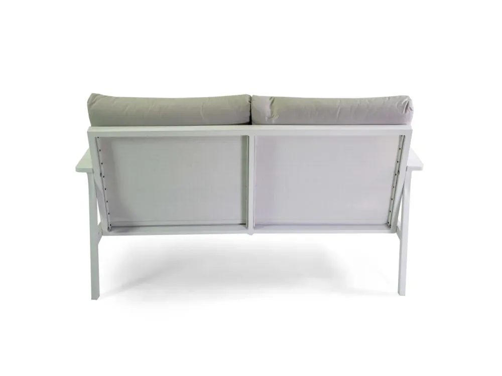 Salotto alluminio fremont colore bianco con cuscini colore grigio 2 posti
