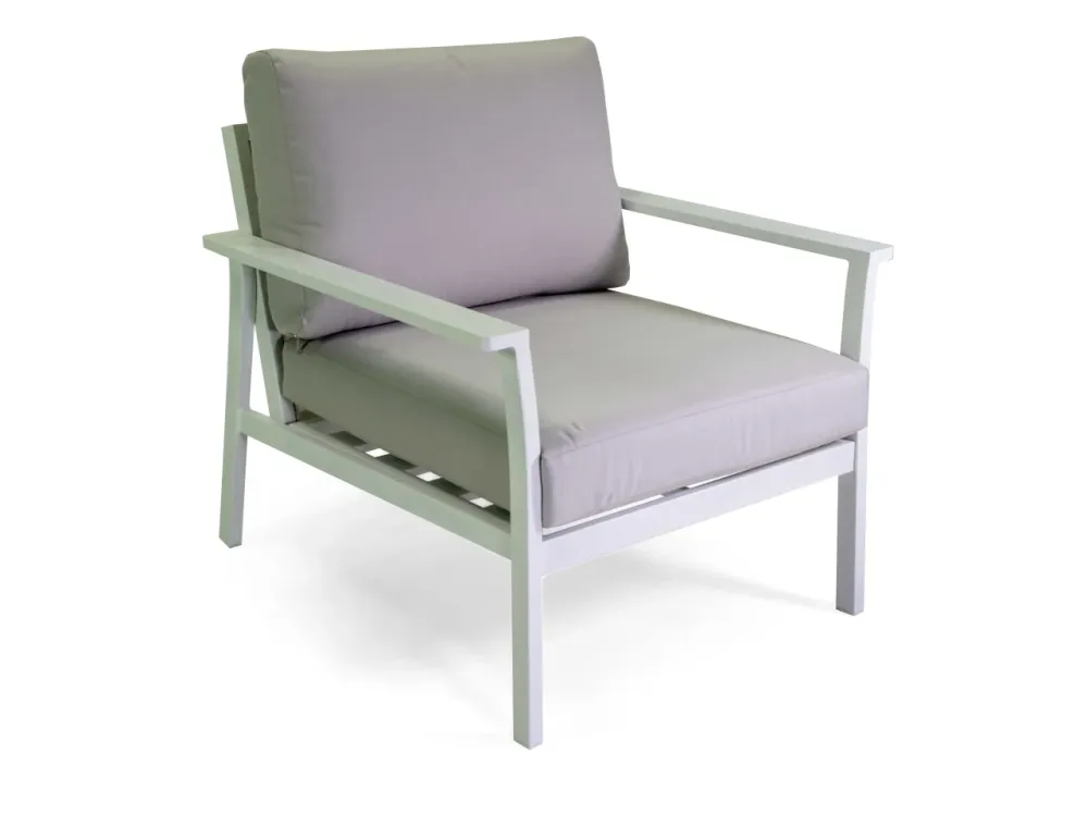 Salotto alluminio fremont colore bianco con cuscini colore grigio 2 posti