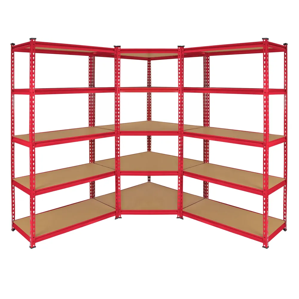 1 Scaffale Ad Angolo e 2 Scaffali Z-Rax Acciaio Senza Bulloni Rossi 90cm