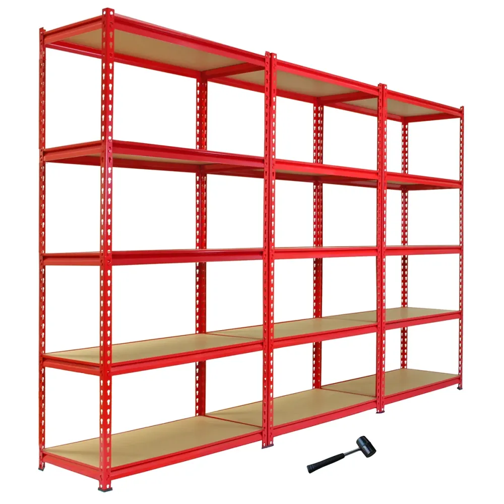 3 Scaffali Z-Rax Acciaio Senza Bulloni Rossi 90cm