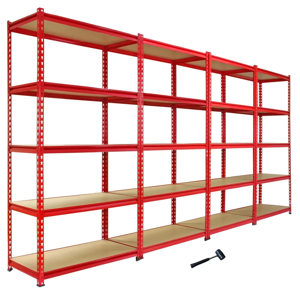 4 Scaffali Z-Rax Acciaio Senza Bulloni Rossi 90cm