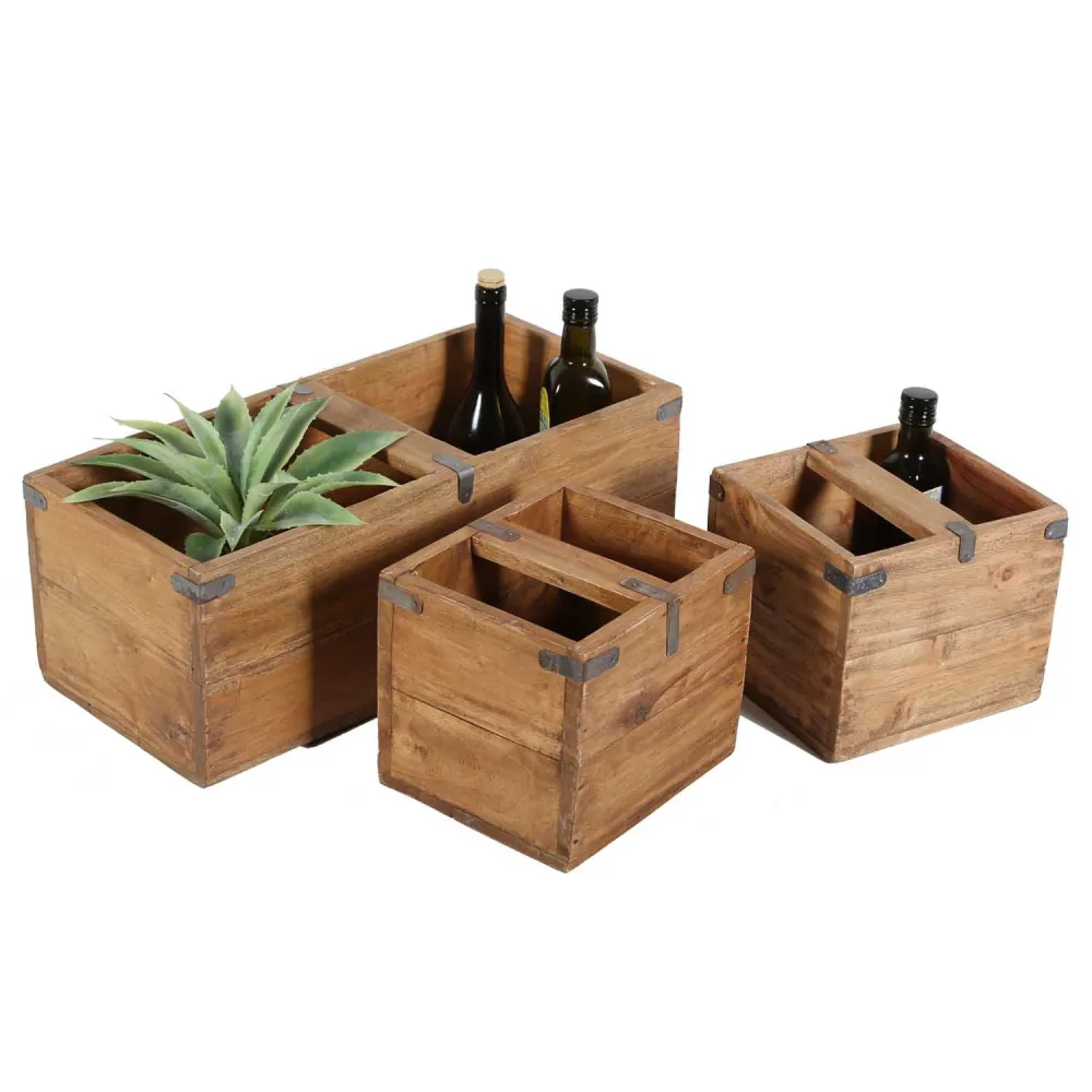 Scatola legno di teak Enzo set da 3