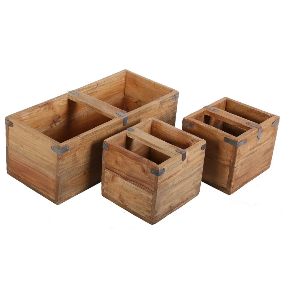 Scatola legno di teak Enzo set da 3