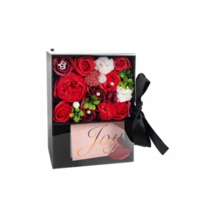 Scatola regalo fiori rossi 24,5x17x10cm a26993