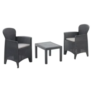 Set akita 2 poltrone 1 tavolino antracite con cuscini
