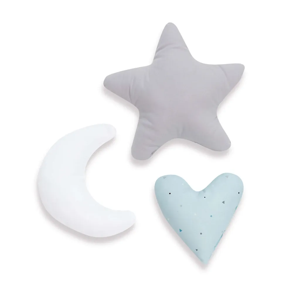 Set 3 cuscini decorazione (luna, stella, cuore) verde menta · 693-055 Mint