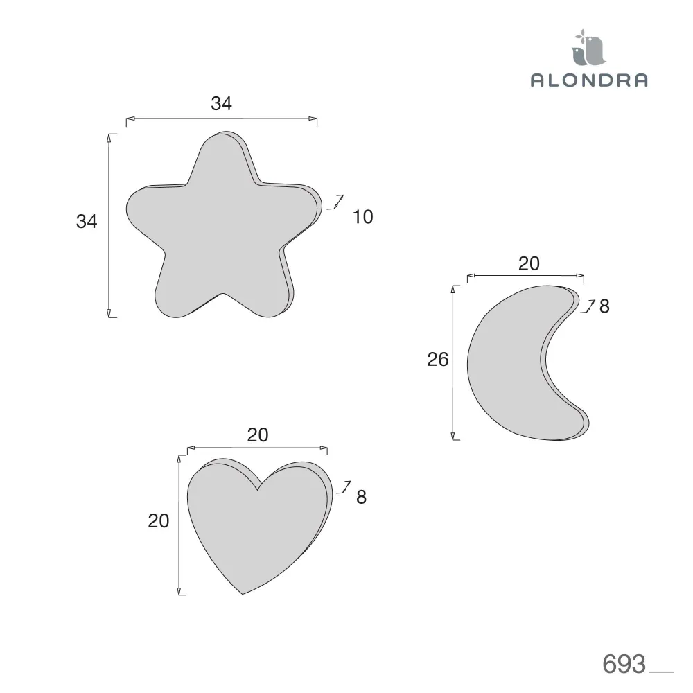 Set 3 cuscini decorazione (luna, stella, cuore) stampa foresta · 693-148 Taiga