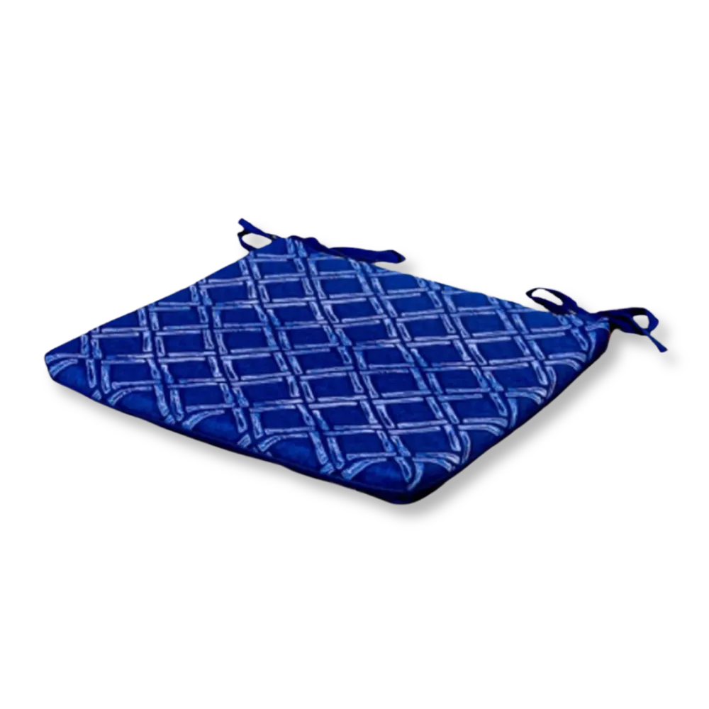 Set di 4 Cuscini per Sedia 35x35 Motif Nautique Blu - Comfort & Déco (Avec Attaches)