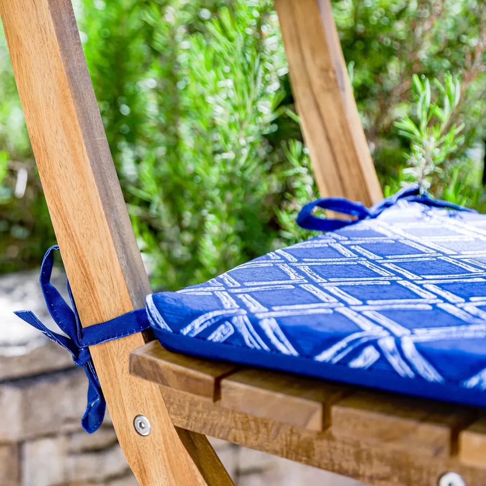 Set di 4 Cuscini per Sedia 35x35 Motif Nautique Blu - Comfort & Déco (Avec Attaches)