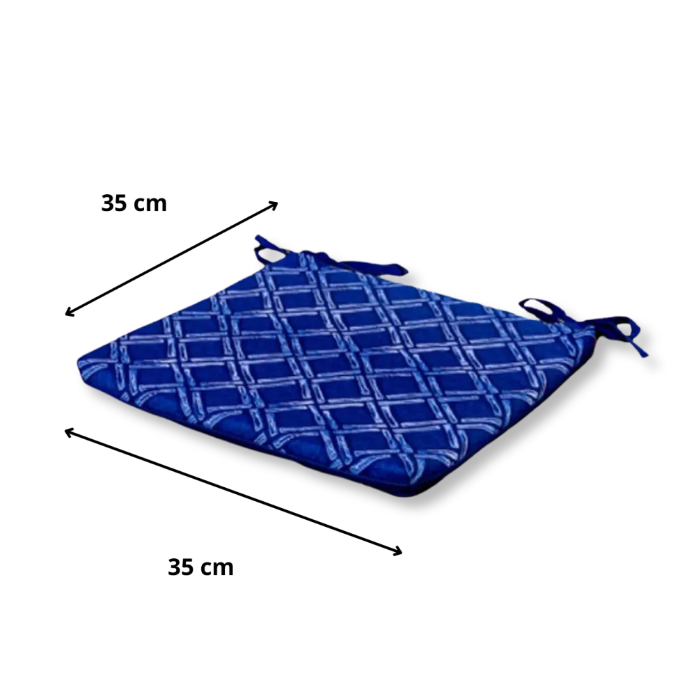 Set di 4 Cuscini per Sedia 35x35 Motif Nautique Blu - Comfort & Déco (Avec Attaches)