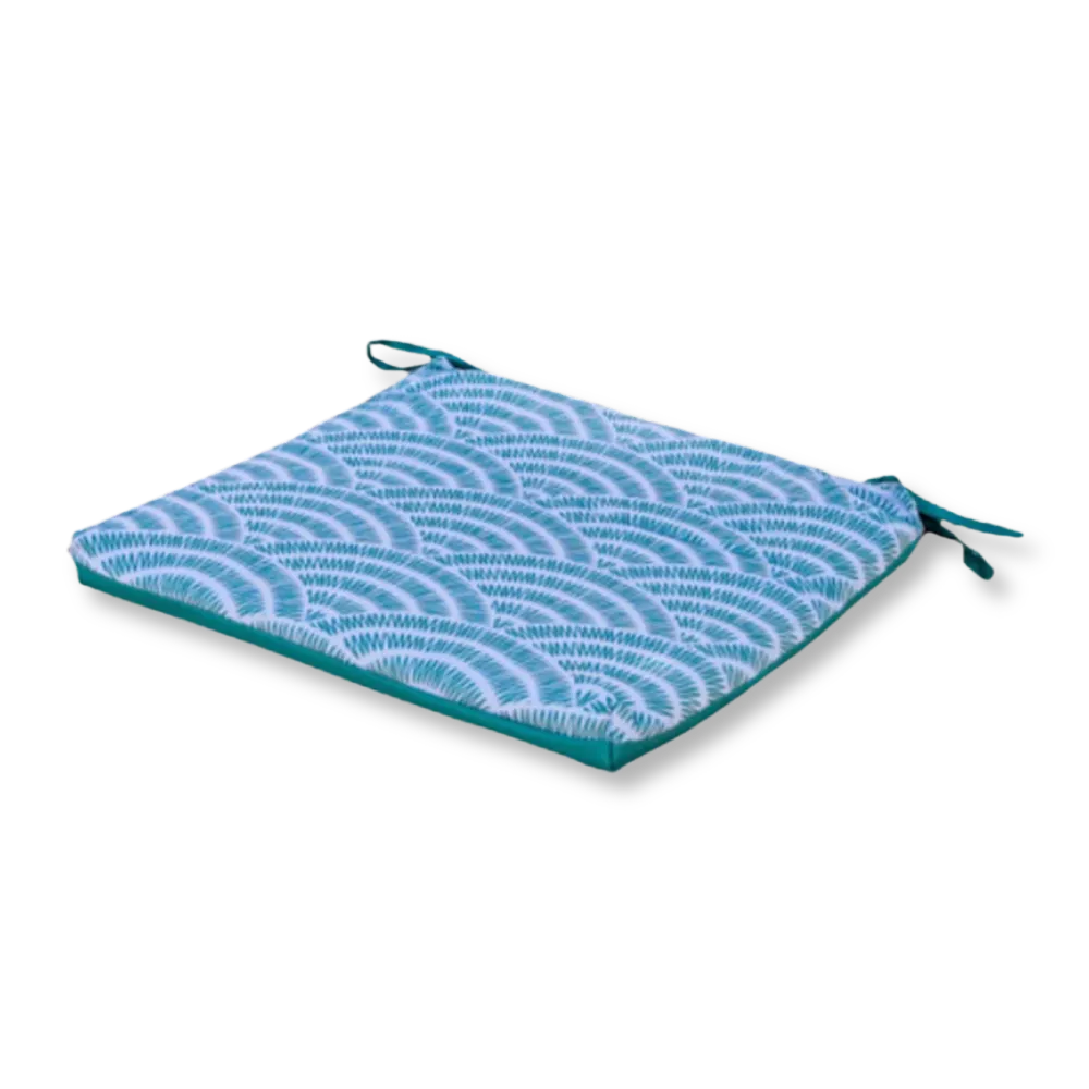 Set di 4 Cuscini per Sedia 35x35 Motif Éventails Verdes - Comfort & Déco (Avec Attaches)