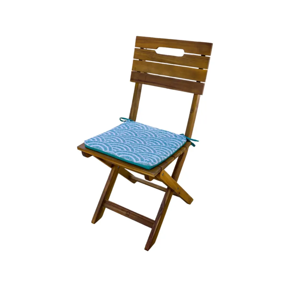 Set di 4 Cuscini per Sedia 35x35 Motif Éventails Verdes - Comfort & Déco (Avec Attaches)