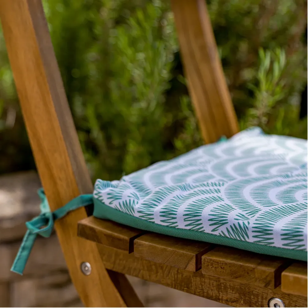 Set di 4 Cuscini per Sedia 35x35 Motif Éventails Verdes - Comfort & Déco (Avec Attaches)