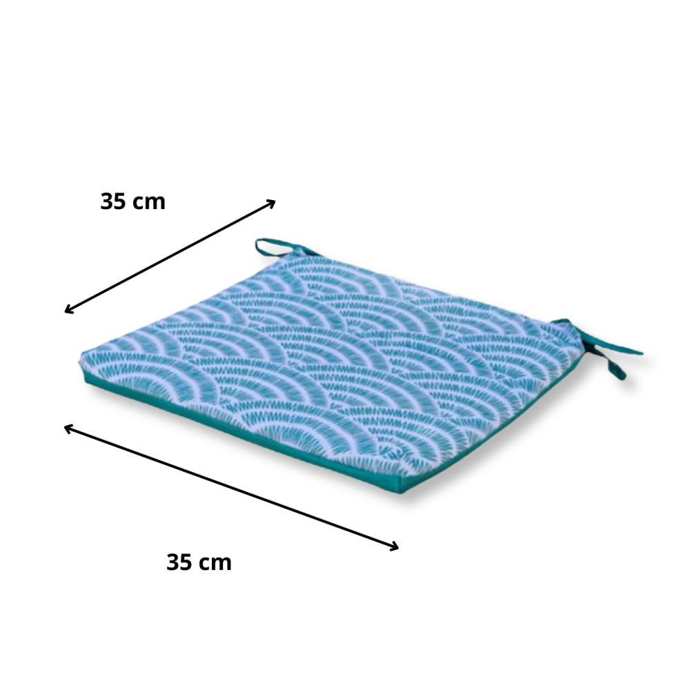 Set di 4 Cuscini per Sedia 35x35 Motif Éventails Verdes - Comfort & Déco (Avec Attaches)