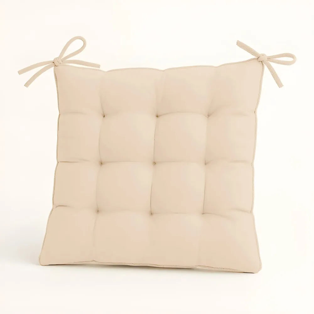 Set di 4 Cuscini per Sedia 40x40 Beige - Interno ed Esterno (Idrorepellente con Lacci)