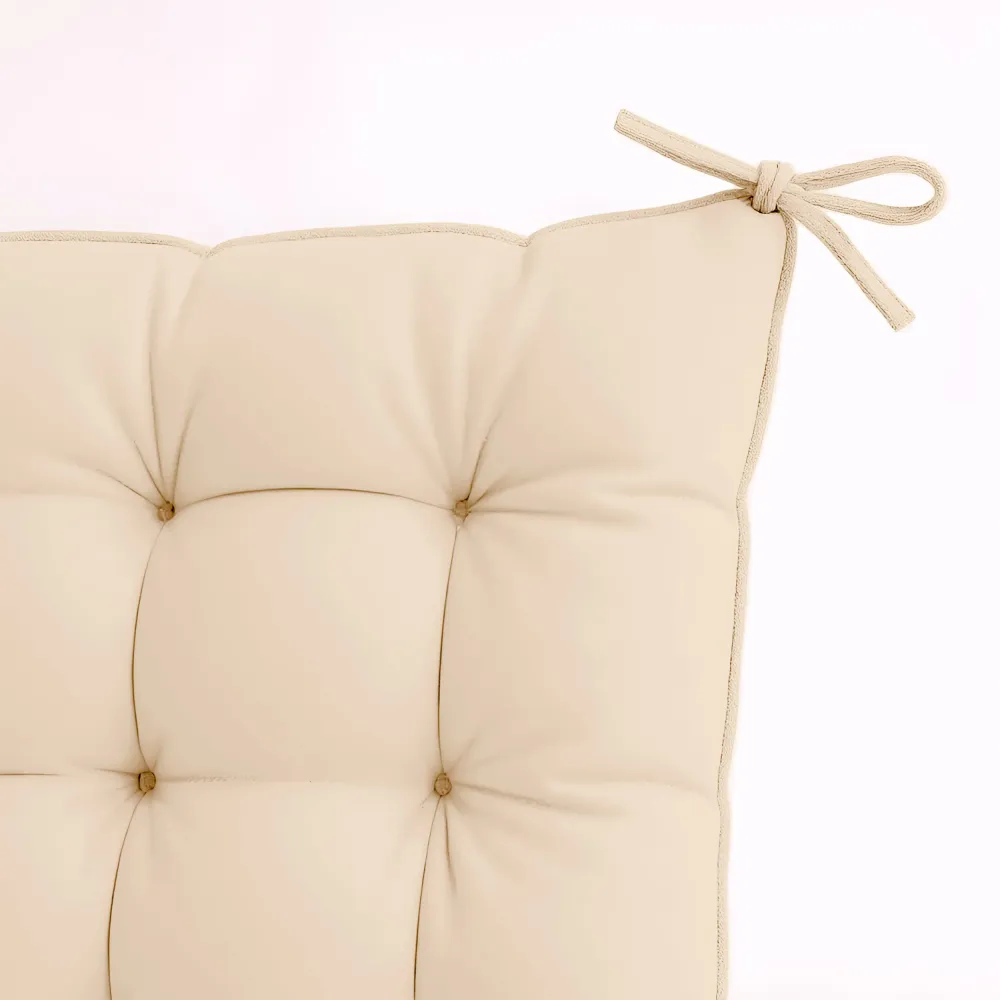 Set di 4 Cuscini per Sedia 40x40 Beige - Interno ed Esterno (Idrorepellente con Lacci)
